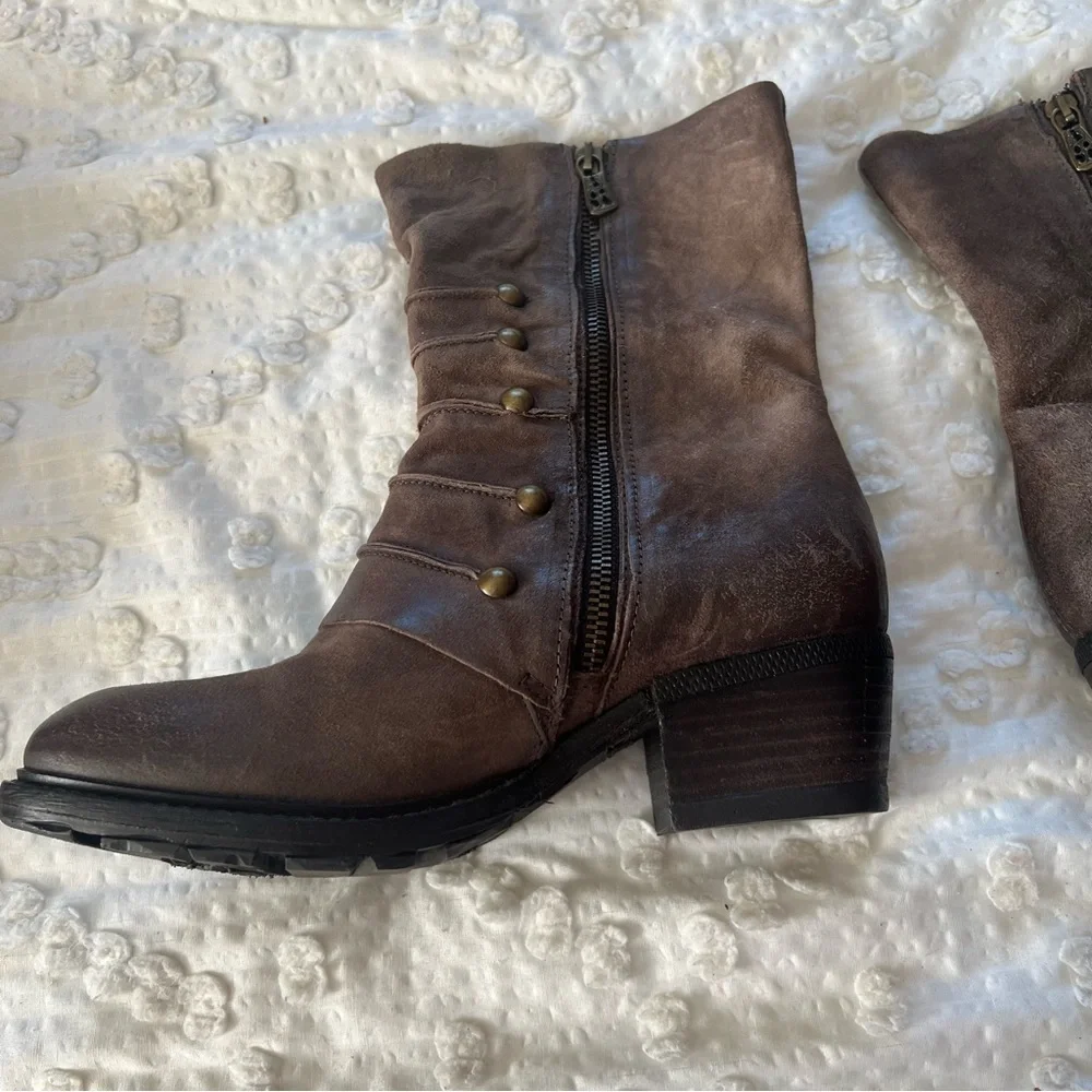 A.S.98 Military Dress Style Boots in Stone Leather Side Zip Women's 38 (US 7.5) - Picture 5 of 16